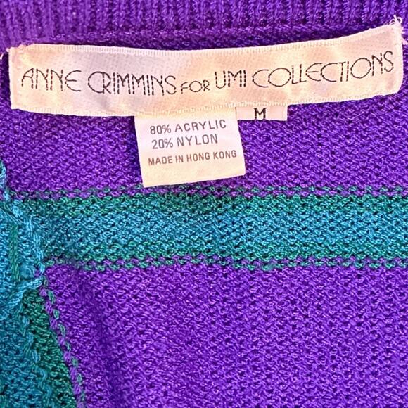 Anne Crimmins Umi Collection Vintage 80’s Purple Cardigan Plaid Checked Size M - Picture 7 of 7